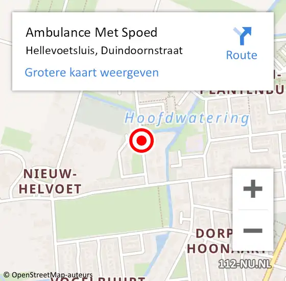 Locatie op kaart van de 112 melding: Ambulance Met Spoed Naar Hellevoetsluis, Duindoornstraat op 13 juli 2018 16:20