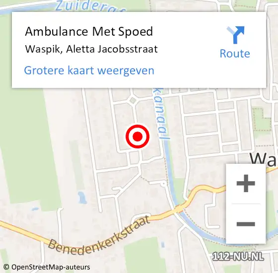 Locatie op kaart van de 112 melding: Ambulance Met Spoed Naar Waspik, Aletta Jacobsstraat op 13 juli 2018 17:20