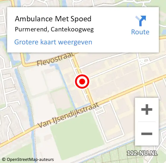 Locatie op kaart van de 112 melding: Ambulance Met Spoed Naar Purmerend, Cantekoogweg op 13 juli 2018 20:40