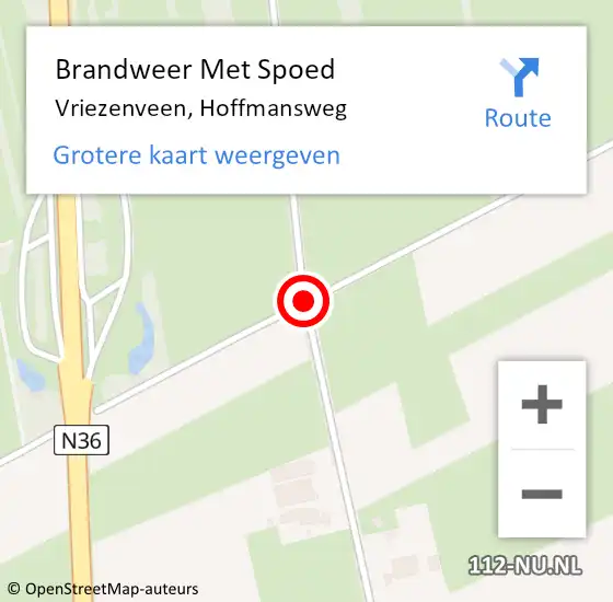 Locatie op kaart van de 112 melding: Brandweer Met Spoed Naar Vriezenveen, Hoffmansweg op 13 juli 2018 21:20