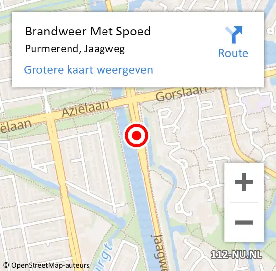 Locatie op kaart van de 112 melding: Brandweer Met Spoed Naar Purmerend, Jaagweg op 13 juli 2018 22:30