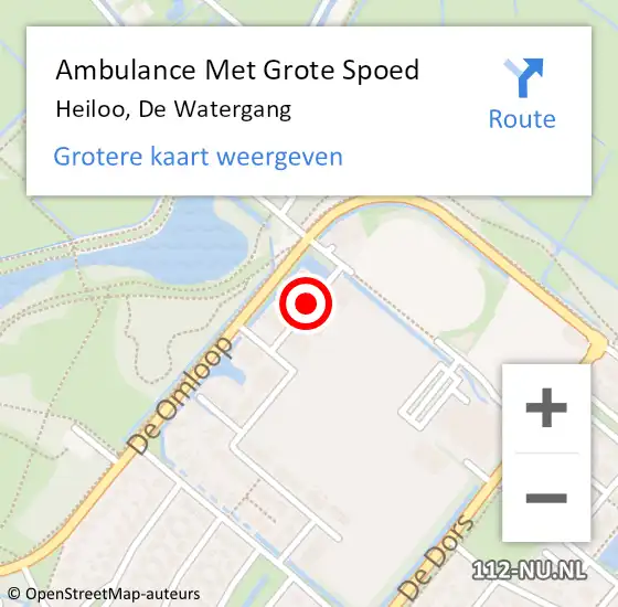 Locatie op kaart van de 112 melding: Ambulance Met Grote Spoed Naar Heiloo, De Watergang op 13 juli 2018 22:59