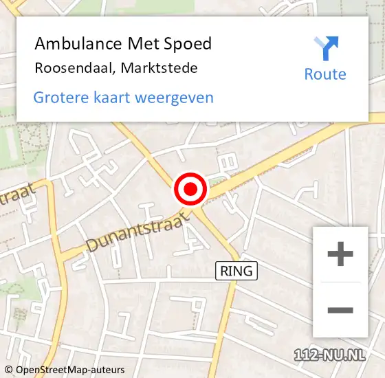 Locatie op kaart van de 112 melding: Ambulance Met Spoed Naar Roosendaal, Dominestraat op 14 juli 2018 04:17