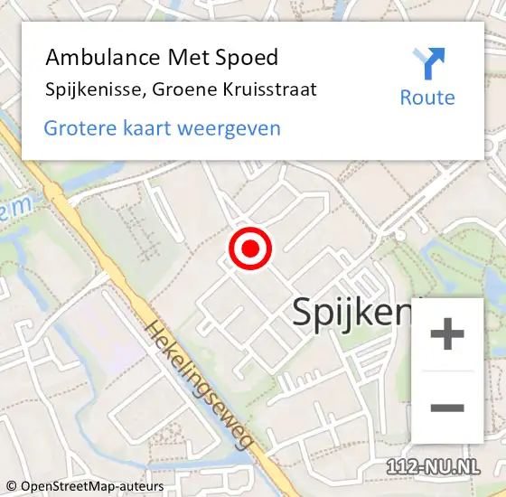 Locatie op kaart van de 112 melding: Ambulance Met Spoed Naar Spijkenisse, Groene Kruisstraat op 14 juli 2018 08:24