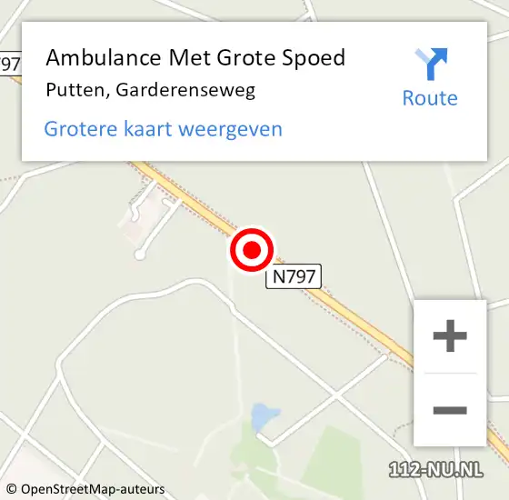 Locatie op kaart van de 112 melding: Ambulance Met Grote Spoed Naar Putten, Garderenseweg op 14 juli 2018 08:39