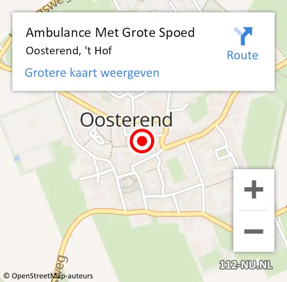 Locatie op kaart van de 112 melding: Ambulance Met Grote Spoed Naar Oosterend, 't Hof op 14 juli 2018 10:07