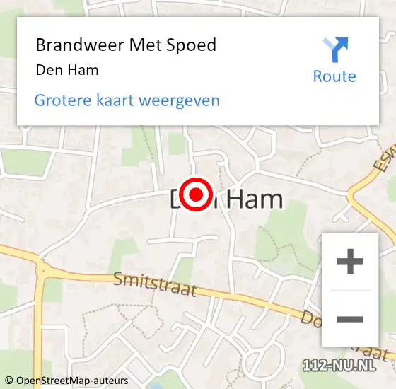 Locatie op kaart van de 112 melding: Brandweer Met Spoed Naar Den Ham op 14 juli 2018 10:24