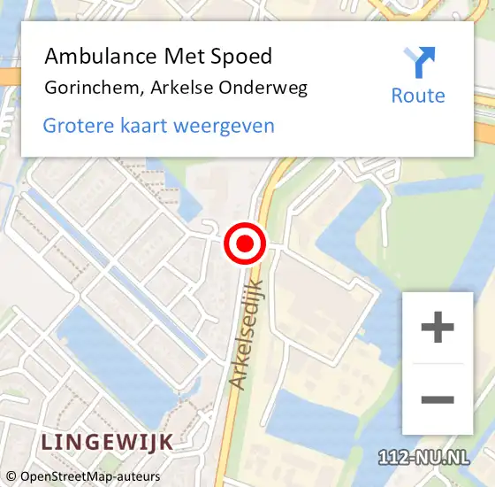 Locatie op kaart van de 112 melding: Ambulance Met Spoed Naar Gorinchem, Arkelse Onderweg op 14 juli 2018 11:57