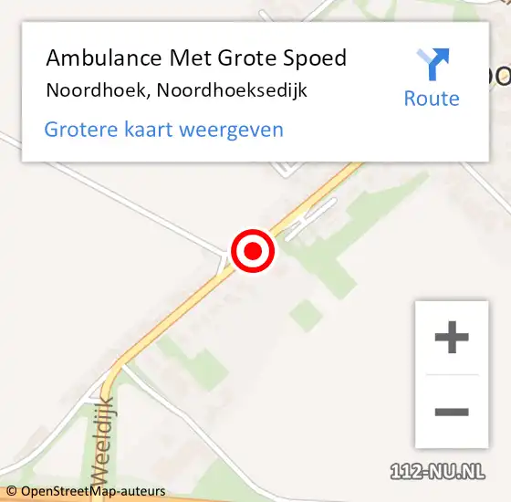 Locatie op kaart van de 112 melding: Ambulance Met Grote Spoed Naar Noordhoek, Noordhoeksedijk op 14 juli 2018 12:41