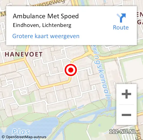 Locatie op kaart van de 112 melding: Ambulance Met Spoed Naar Eindhoven, Lichtenberg op 14 juli 2018 13:08