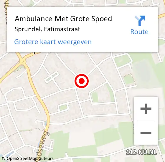 Locatie op kaart van de 112 melding: Ambulance Met Grote Spoed Naar Sprundel, Fatimastraat op 14 juli 2018 19:01