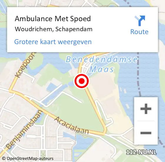 Locatie op kaart van de 112 melding: Ambulance Met Spoed Naar Woudrichem, Schapendam op 14 juli 2018 19:12