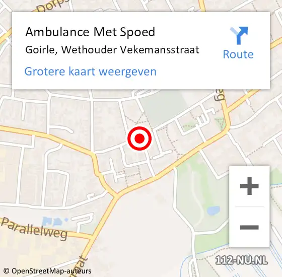 Locatie op kaart van de 112 melding: Ambulance Met Spoed Naar Goirle, Wethouder Vekemansstraat op 14 juli 2018 20:48