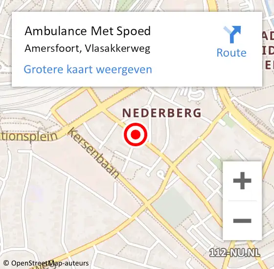 Locatie op kaart van de 112 melding: Ambulance Met Spoed Naar Amersfoort, Vlasakkerweg op 14 juli 2018 21:15