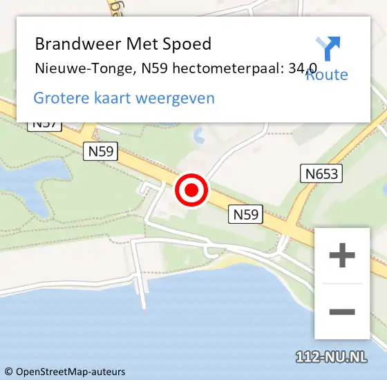 Locatie op kaart van de 112 melding: Brandweer Met Spoed Naar Nieuwe-Tonge, N59 hectometerpaal: 34,0 op 14 juli 2018 22:29