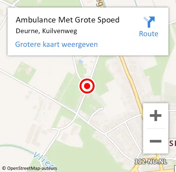 Locatie op kaart van de 112 melding: Ambulance Met Grote Spoed Naar Deurne, Kuilvenweg op 15 juli 2018 00:02