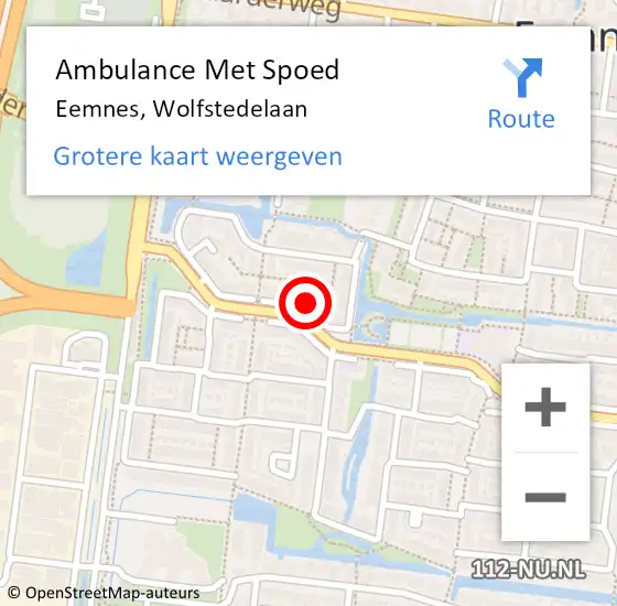 Locatie op kaart van de 112 melding: Ambulance Met Spoed Naar Eemnes, Wolfstedelaan op 15 juli 2018 01:24