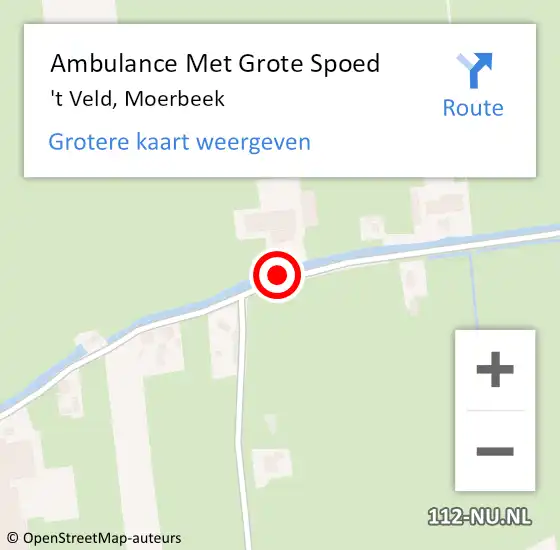 Locatie op kaart van de 112 melding: Ambulance Met Grote Spoed Naar 't Veld, Moerbeek op 15 juli 2018 03:47