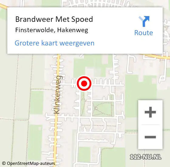 Locatie op kaart van de 112 melding: Brandweer Met Spoed Naar Finsterwolde, Hakenweg op 15 juli 2018 10:43
