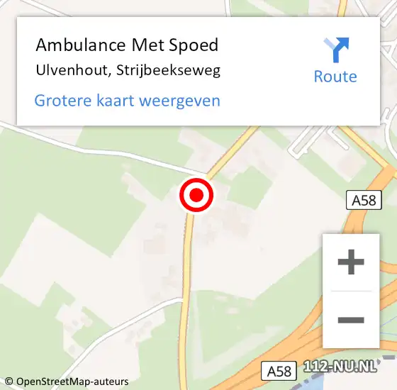 Locatie op kaart van de 112 melding: Ambulance Met Spoed Naar Ulvenhout, Strijbeekseweg op 15 juli 2018 11:11