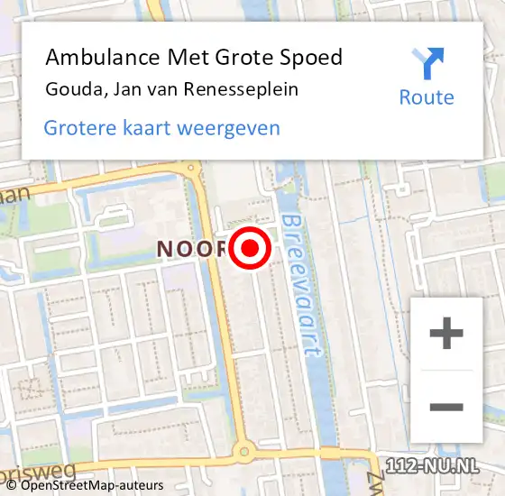 Locatie op kaart van de 112 melding: Ambulance Met Grote Spoed Naar Gouda, Jan van Renesseplein op 15 juli 2018 11:33