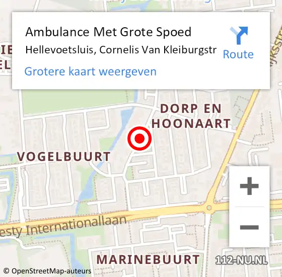 Locatie op kaart van de 112 melding: Ambulance Met Grote Spoed Naar Hellevoetsluis, Cornelis Van Kleiburgstr op 15 juli 2018 12:22