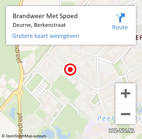 Locatie op kaart van de 112 melding: Brandweer Met Spoed Naar Deurne, Berkenstraat op 15 juli 2018 15:26