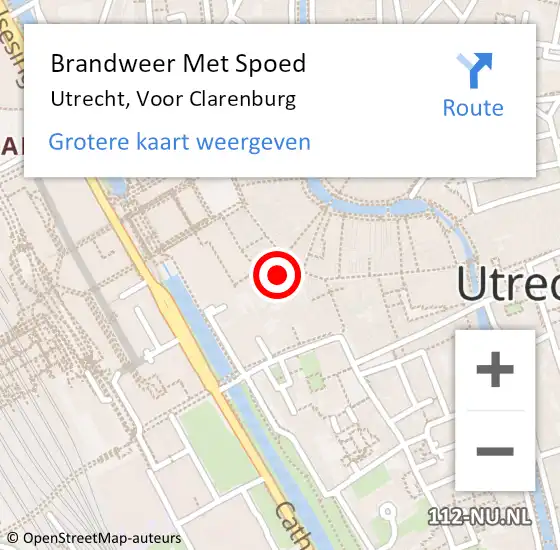 Locatie op kaart van de 112 melding: Brandweer Met Spoed Naar Utrecht, Voor Clarenburg op 15 juli 2018 16:32