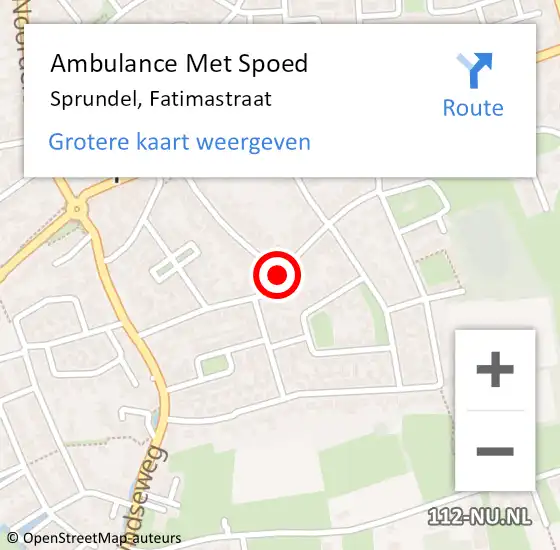 Locatie op kaart van de 112 melding: Ambulance Met Spoed Naar Sprundel, Fatimastraat op 15 juli 2018 18:09