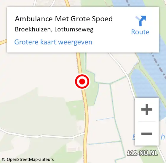 Locatie op kaart van de 112 melding: Ambulance Met Grote Spoed Naar Broekhuizen, Lottumseweg op 15 juli 2018 20:33