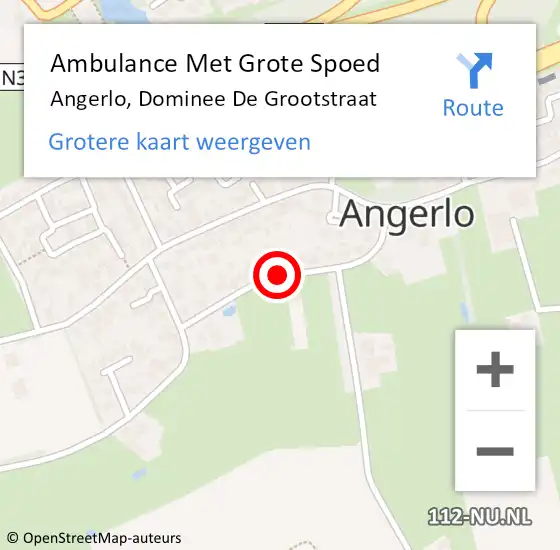 Locatie op kaart van de 112 melding: Ambulance Met Grote Spoed Naar Angerlo, Dominee De Grootstraat op 15 juli 2018 20:44