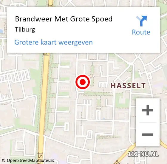 Locatie op kaart van de 112 melding: Brandweer Met Grote Spoed Naar Tilburg op 15 juli 2018 21:08