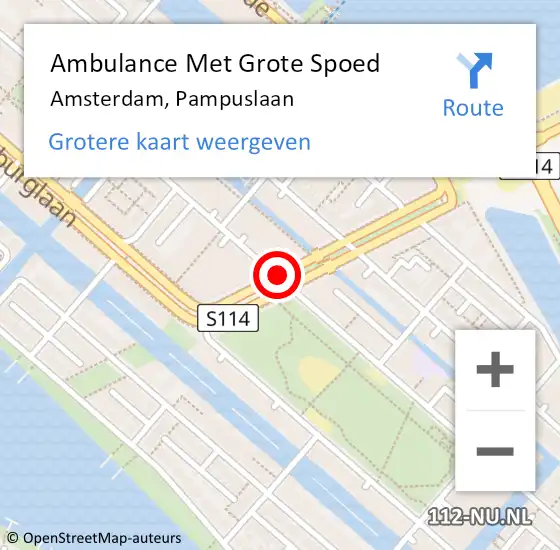 Locatie op kaart van de 112 melding: Ambulance Met Grote Spoed Naar Amsterdam, Pampuslaan op 15 juli 2018 21:29