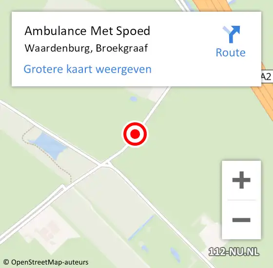 Locatie op kaart van de 112 melding: Ambulance Met Spoed Naar Waardenburg, Broekgraaf op 15 juli 2018 22:38
