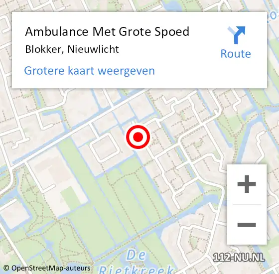 Locatie op kaart van de 112 melding: Ambulance Met Grote Spoed Naar Blokker, Nieuwlicht op 15 juli 2018 22:52