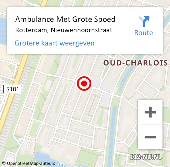 Locatie op kaart van de 112 melding: Ambulance Met Grote Spoed Naar Rotterdam, Nieuwenhoornstraat op 16 juli 2018 02:36