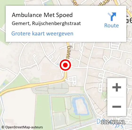 Locatie op kaart van de 112 melding: Ambulance Met Spoed Naar Gemert, Ruijschenberghstraat op 16 juli 2018 07:31