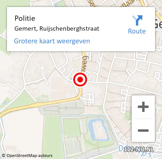 Locatie op kaart van de 112 melding: Politie Gemert, Ruijschenberghstraat op 16 juli 2018 07:32