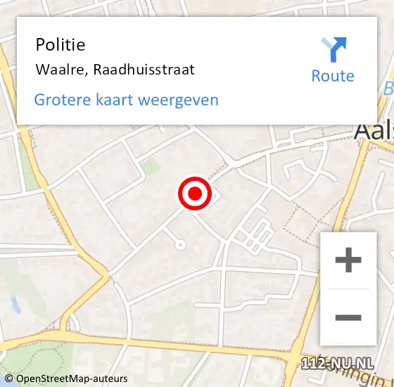 Locatie op kaart van de 112 melding: Politie Waalre, Raadhuisstraat op 16 juli 2018 07:52