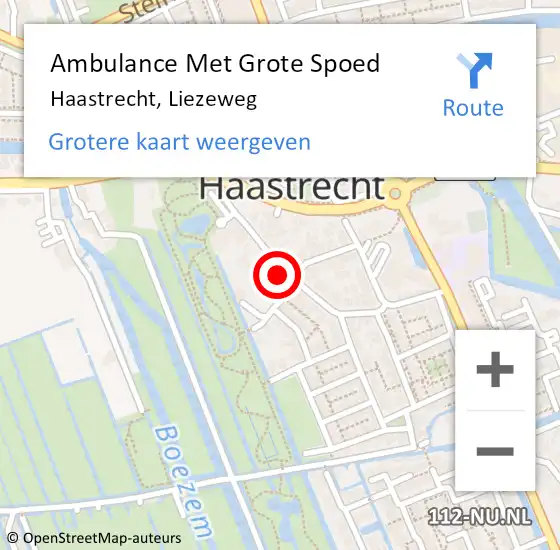 Locatie op kaart van de 112 melding: Ambulance Met Grote Spoed Naar Haastrecht, Liezeweg op 16 juli 2018 09:30