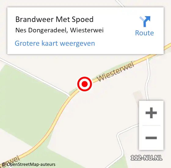 Locatie op kaart van de 112 melding: Brandweer Met Spoed Naar Nes Dongeradeel, Wiesterwei op 16 juli 2018 11:31
