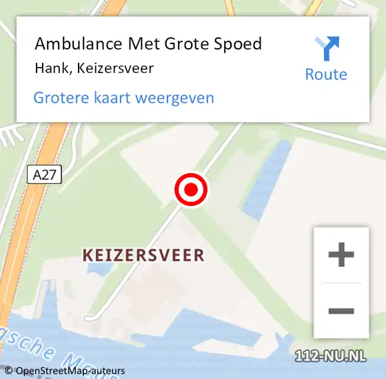 Locatie op kaart van de 112 melding: Ambulance Met Grote Spoed Naar Hank, Keizersveer op 16 juli 2018 13:13