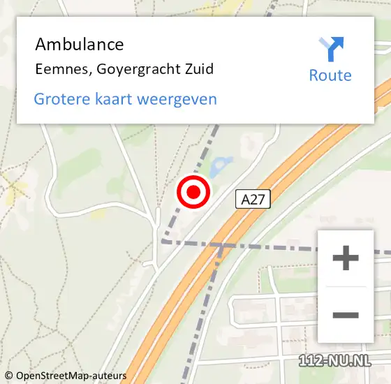 Locatie op kaart van de 112 melding: Ambulance Eemnes, Goyergracht Zuid op 16 juli 2018 13:55