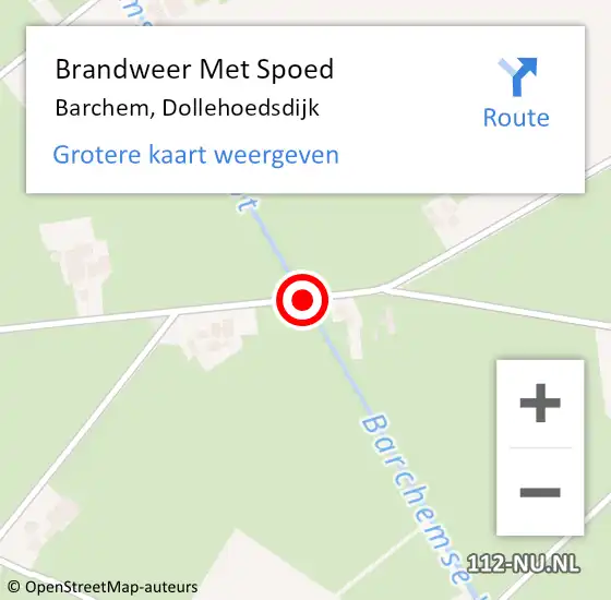 Locatie op kaart van de 112 melding: Brandweer Met Spoed Naar Barchem, Dollehoedsdijk op 16 juli 2018 14:47