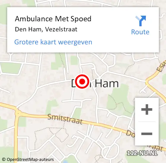 Locatie op kaart van de 112 melding: Ambulance Met Spoed Naar Den Ham op 16 juli 2018 15:16