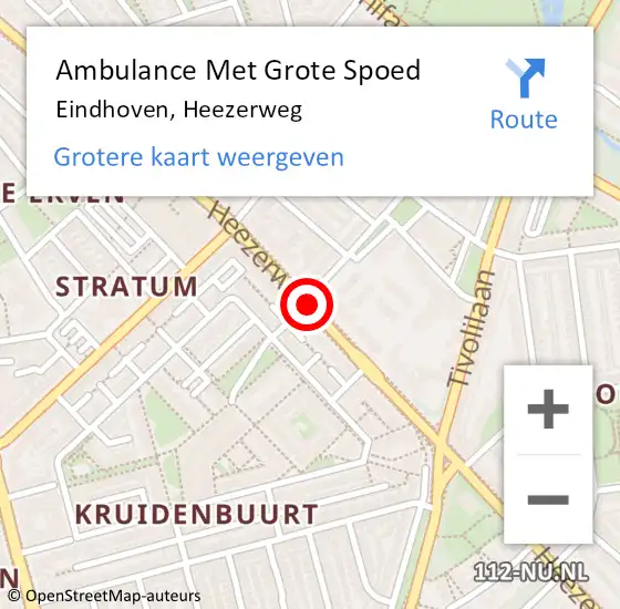 Locatie op kaart van de 112 melding: Ambulance Met Grote Spoed Naar Eindhoven, Heezerweg op 16 juli 2018 15:41