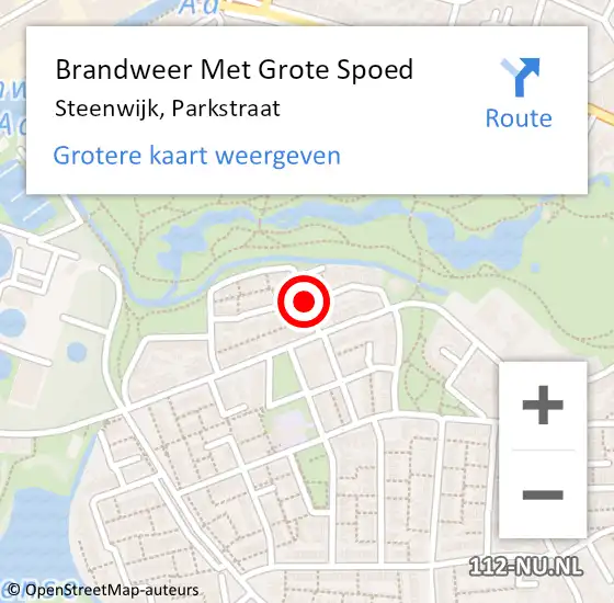 Locatie op kaart van de 112 melding: Brandweer Met Grote Spoed Naar Steenwijk, Parkstraat op 16 juli 2018 16:23