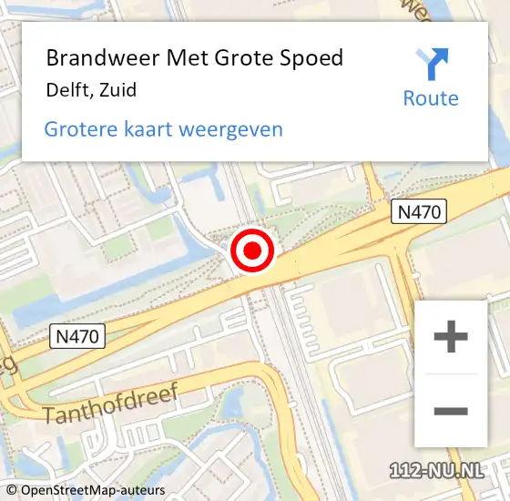 Locatie op kaart van de 112 melding: Brandweer Met Grote Spoed Naar Delft, Zuid op 16 juli 2018 16:55