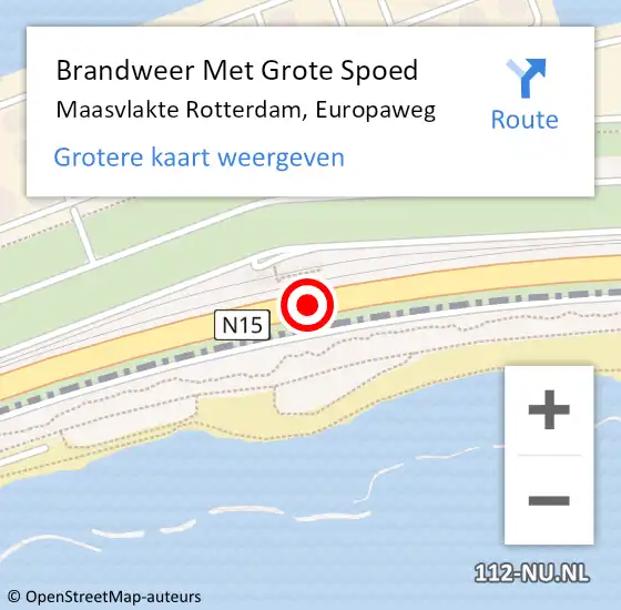 Locatie op kaart van de 112 melding: Brandweer Met Grote Spoed Naar Maasvlakte Rotterdam, Europaweg op 16 juli 2018 16:59