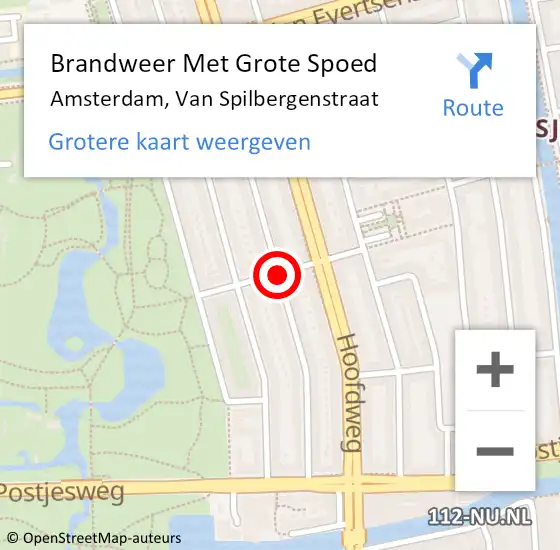 Locatie op kaart van de 112 melding: Brandweer Met Grote Spoed Naar Amsterdam, Van Spilbergenstraat op 16 juli 2018 17:04